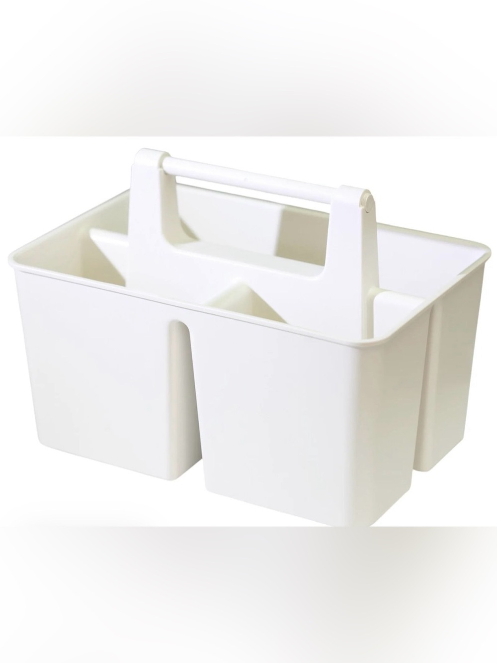 White Portable Bathroom Tote with Handle - Organizer Caddy